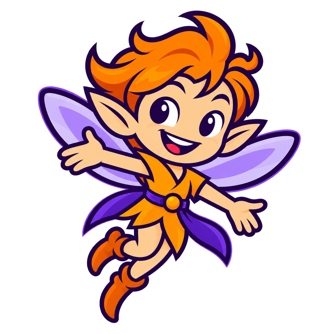 ApexiGames orange-haired Pixie mascot flying into view
